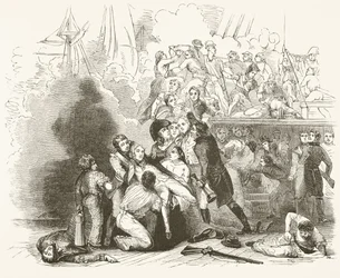 Der Tod von Lord Nelson in der Schlacht von Trafalgar, aus 